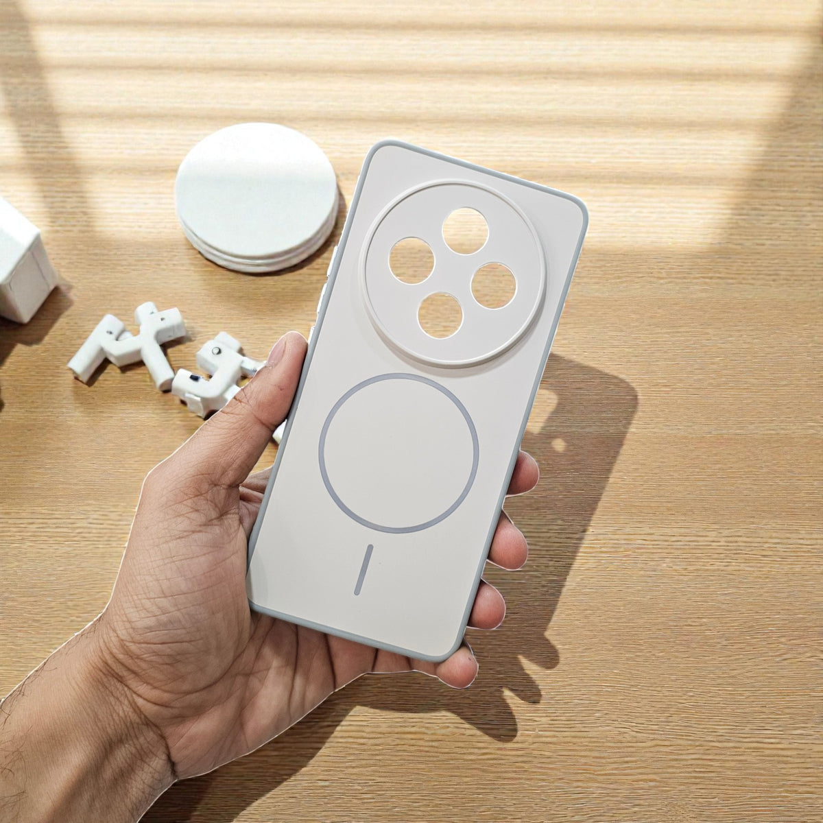 Vivo T4 5g Premium Magsafe Printed Candy Color Back Case - Cream White