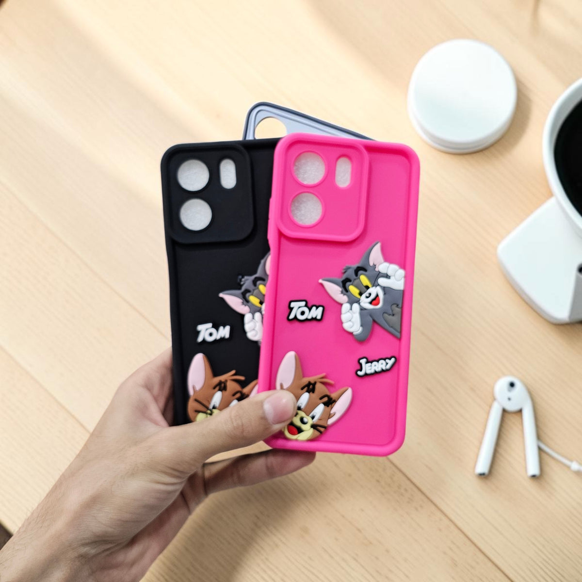 (Pack of 2)Oppo A6X 5G Soft Silicone tom & jerry Back Cover Case - Combo 11