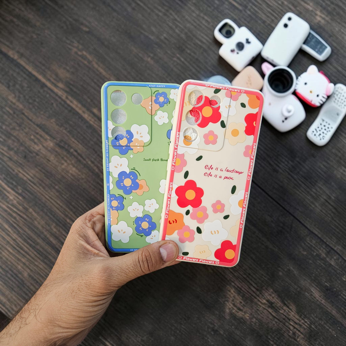 (Pack Of 2)Vivo Y200 5g Premium Flower Printed Girlish Bacak Case Cover - Combo 1