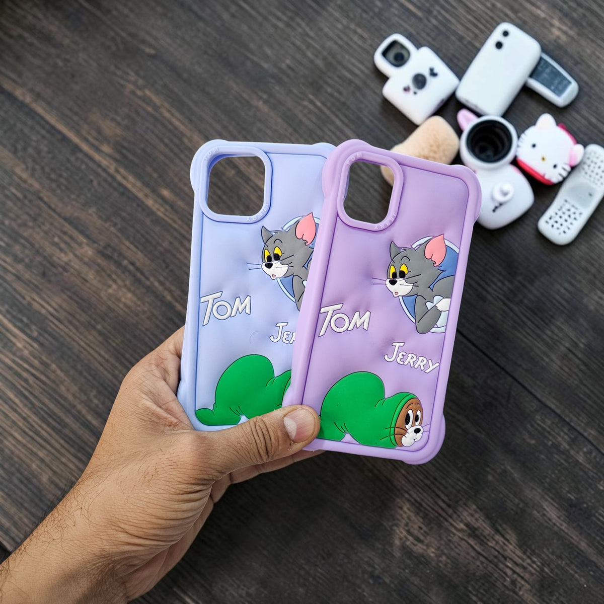 (Pack Of 2)Apple iPhone 14 Plus Premium Tom & Jerry Soft Silicone Girlish Back Cover - Combo 2