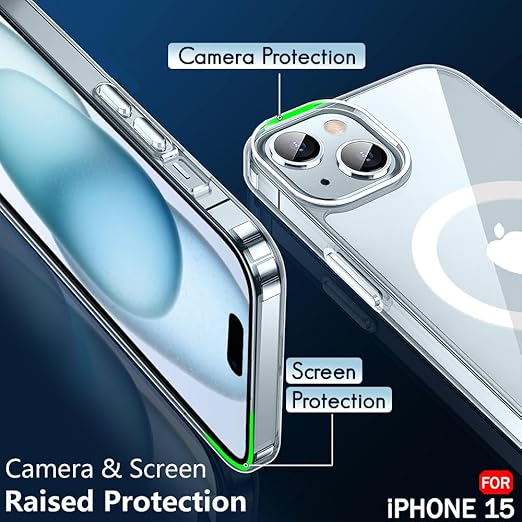 Apple iPhone 15 Anti Yellow Clear Magsafe Back Case Cover - White