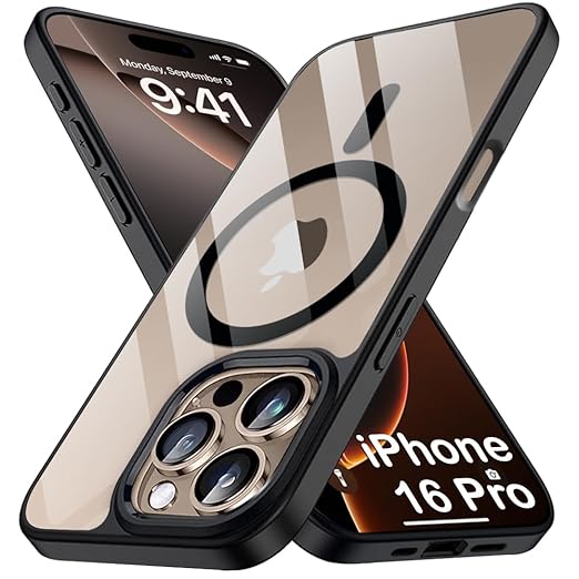 Apple iPhone 16 Pro Anti Yellow Clear Magsafe Back Case Cover - Black