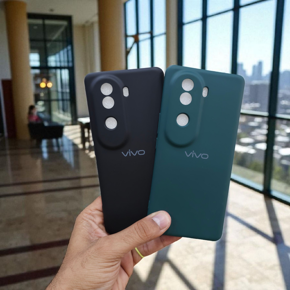 (Pack of 2) Silicone Case Cover for Vivo V40e / iQOO Z9s 5G - Combo 3