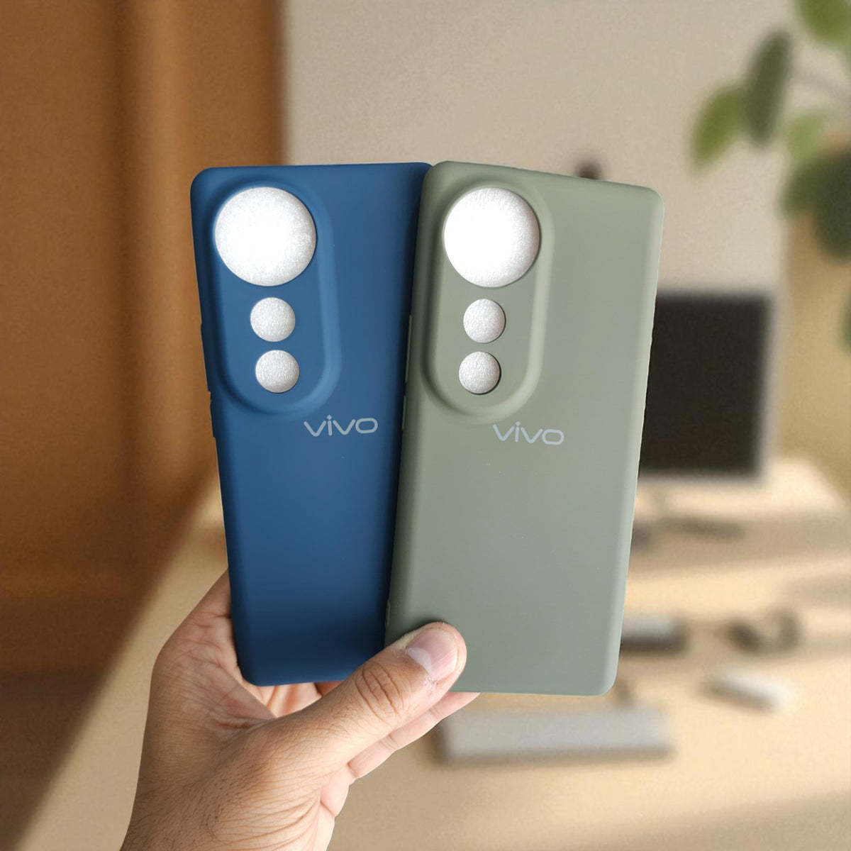 (Pack of 2) Silicone Case Cover for Vivo V40 5G - Combo 4