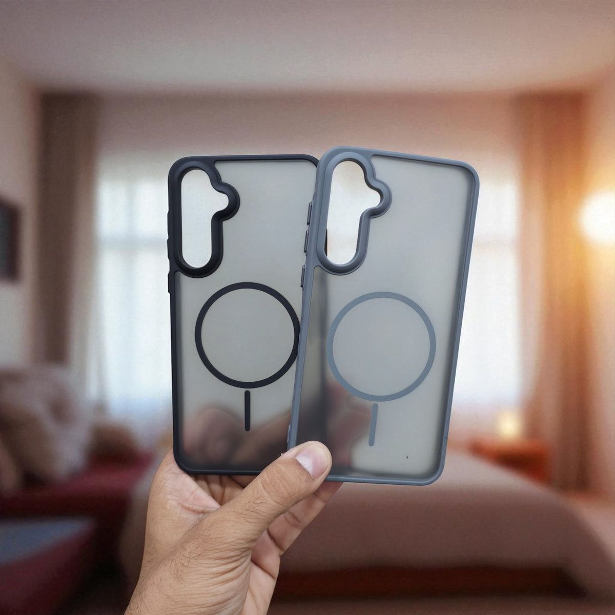 (Pack of 2) Magsafe Printed Metal Buttons Back Case Cover For Samsung A35 - Combo 1