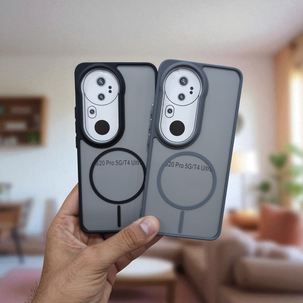(Pack of 2) Magsafe Printed Metal Buttons Back Case Cover For Vivo T4 Ultra - Combo 1