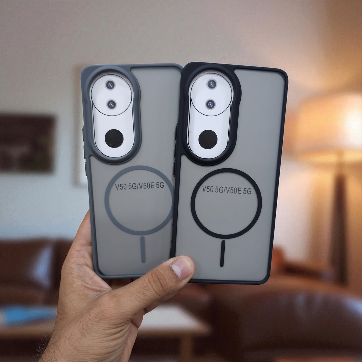(Pack of 2) Magsafe Printed Metal Buttons Back Case Cover For Vivo V50 - Combo 1