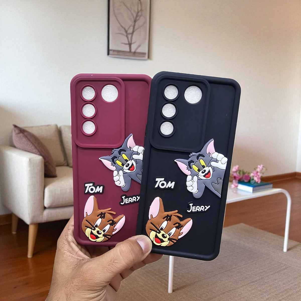 (Pack of 2)Vivo V27 5G Soft Silicone tom & jerry Back Cover Case - Combo 2