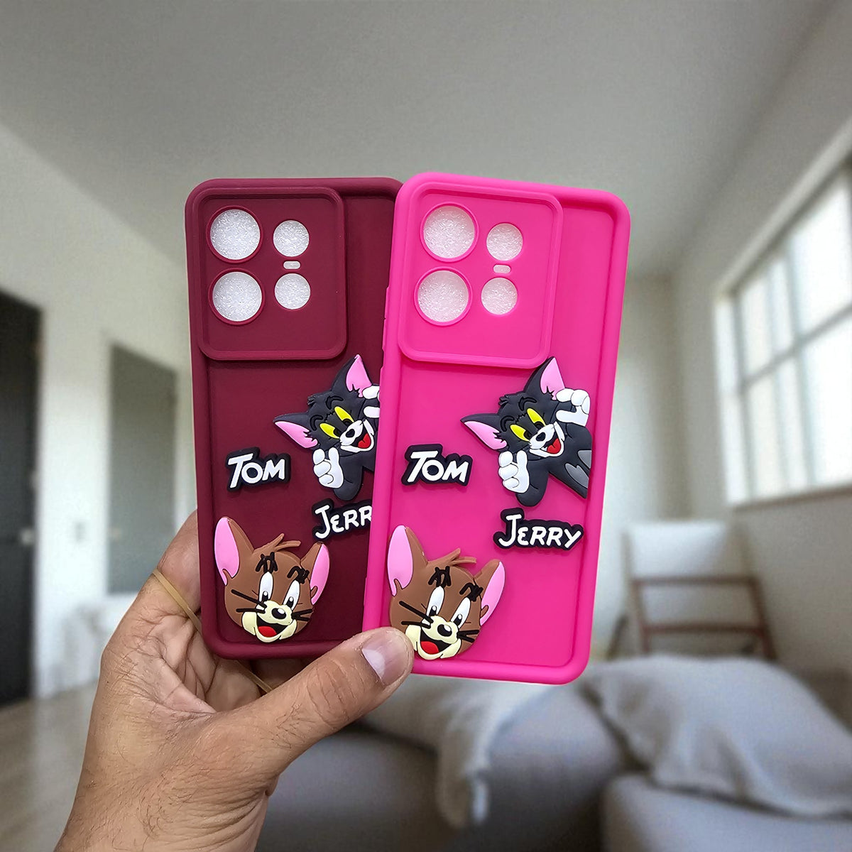(Pack of 2)Motorola Moto Edge 50 Pro 5G Soft Silicone tom & jerry Back Cover Case - Combo 2