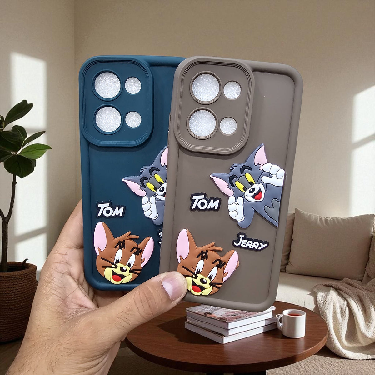 (Pack of 2)Oppo Reno 13 5G Soft Silicone tom & jerry Back Cover Case - Combo 2