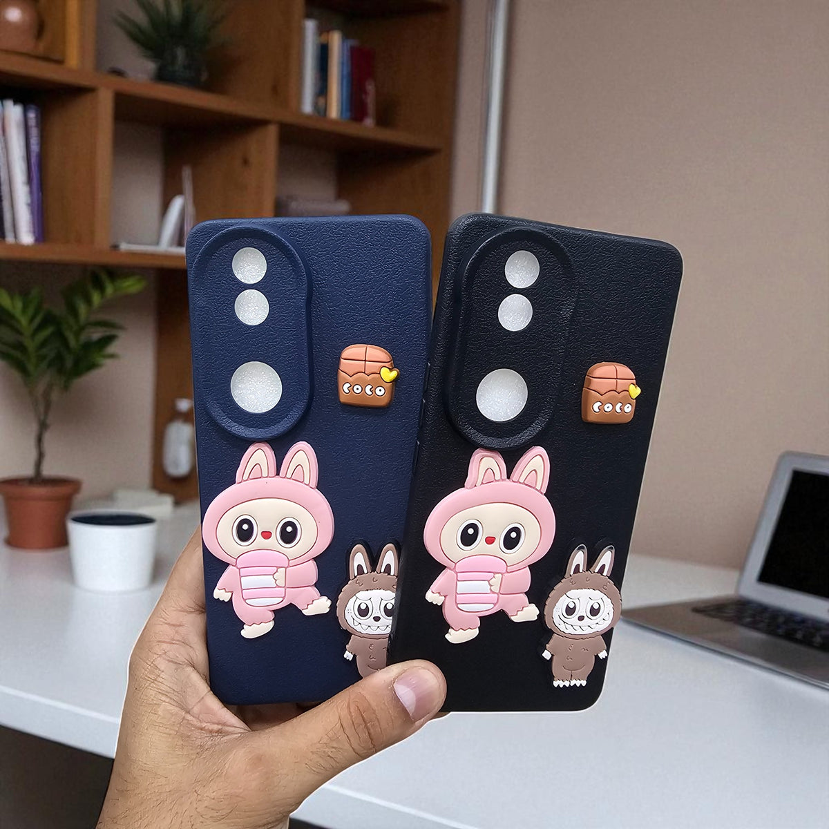 (Pack of 2)Vivo V50 5g Soft Silicone Labubu Phone Back Case Cover - Combo 2