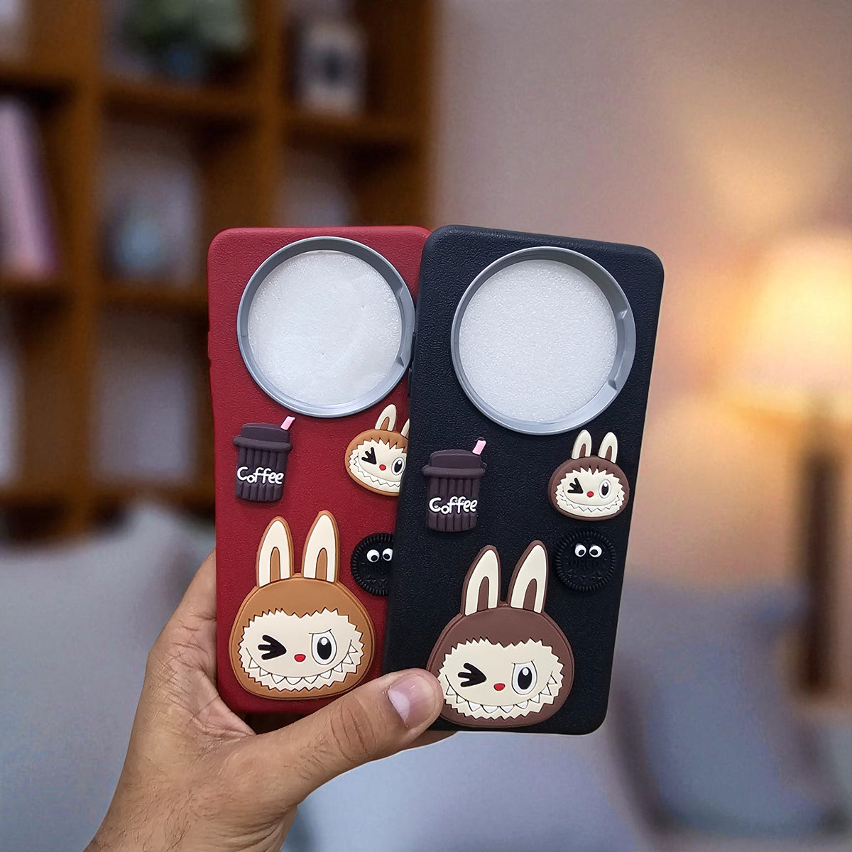 (Pack of 2)Realme 12/12x 5g Soft Silicone Labubu Phone Back Case Cover - Combo 2