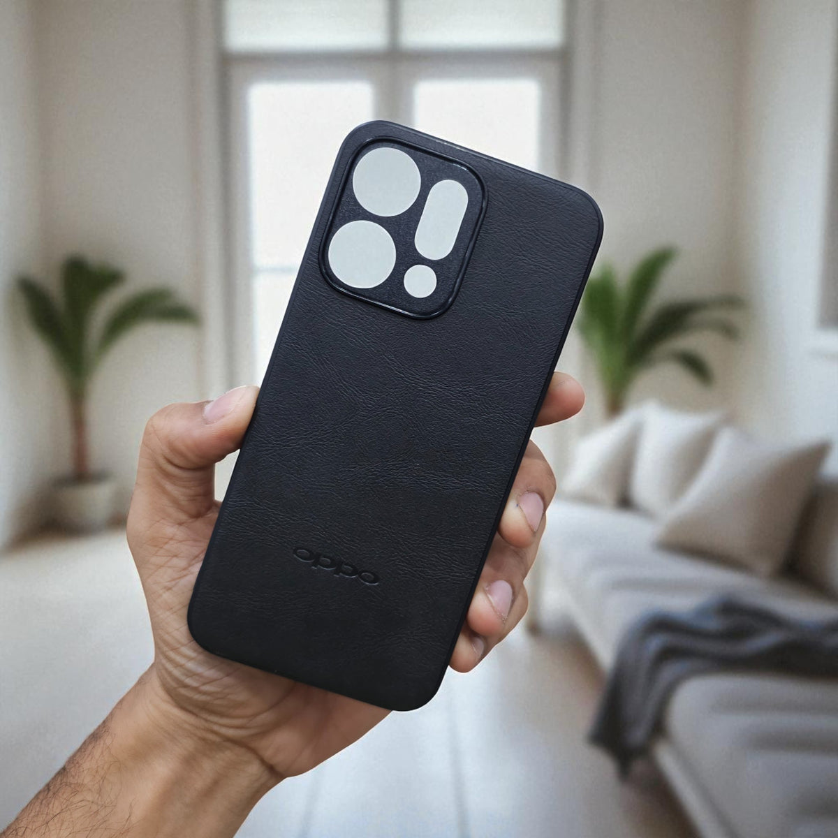 Oppo Reno 14 Pro 5g Premium Leather Back Case Cover - Black