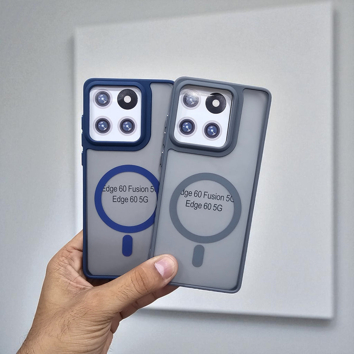 (Pack of 2) Magsafe Printed Metal Buttons Back Case Cover For Motorola Moto Edge 60 Fusion - Combo 1