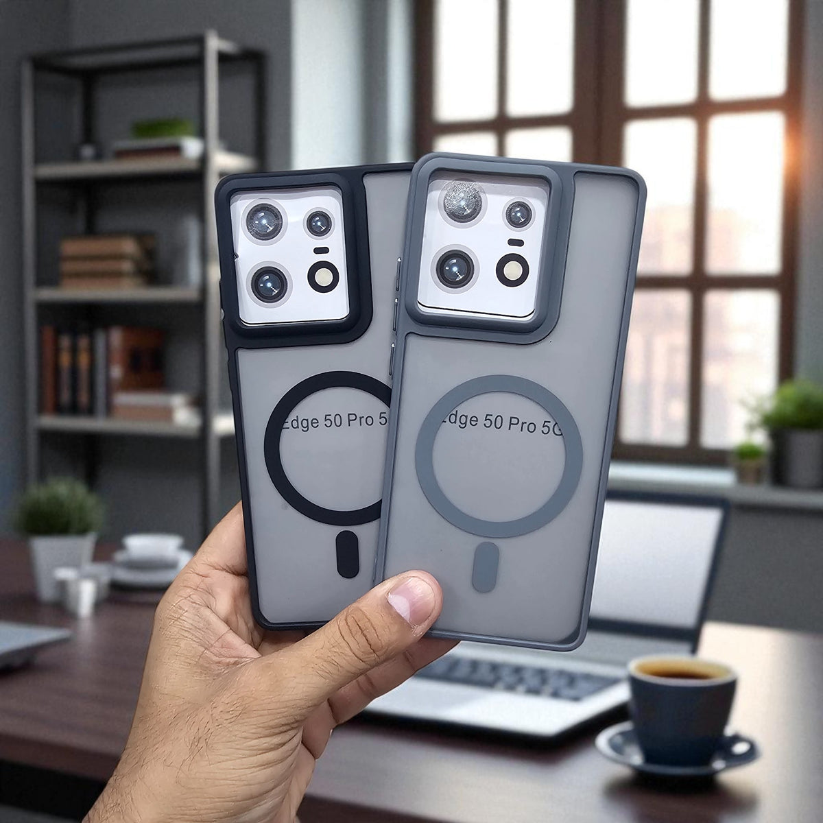 (Pack of 2) Magsafe Printed Metal Buttons Back Case Cover For Motorola Moto Edge 50 Pro - Combo 2