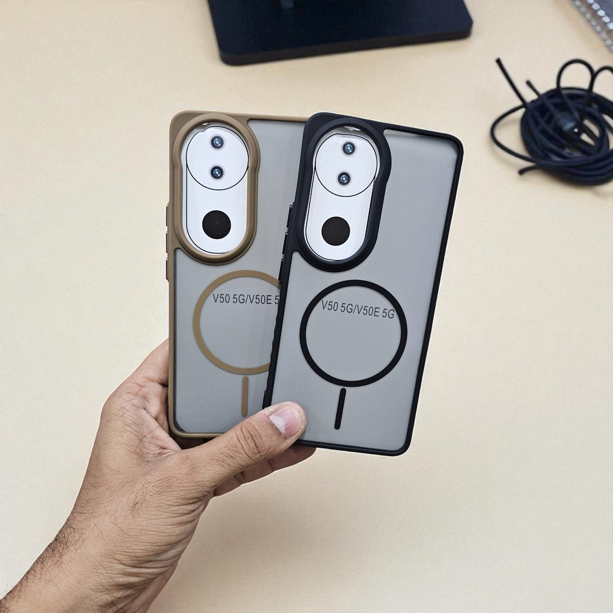 (Pack of 2) Vivo T4 Ultra 5g Magsafe Printed Metal Buttons Back Case Cover - Combo 2
