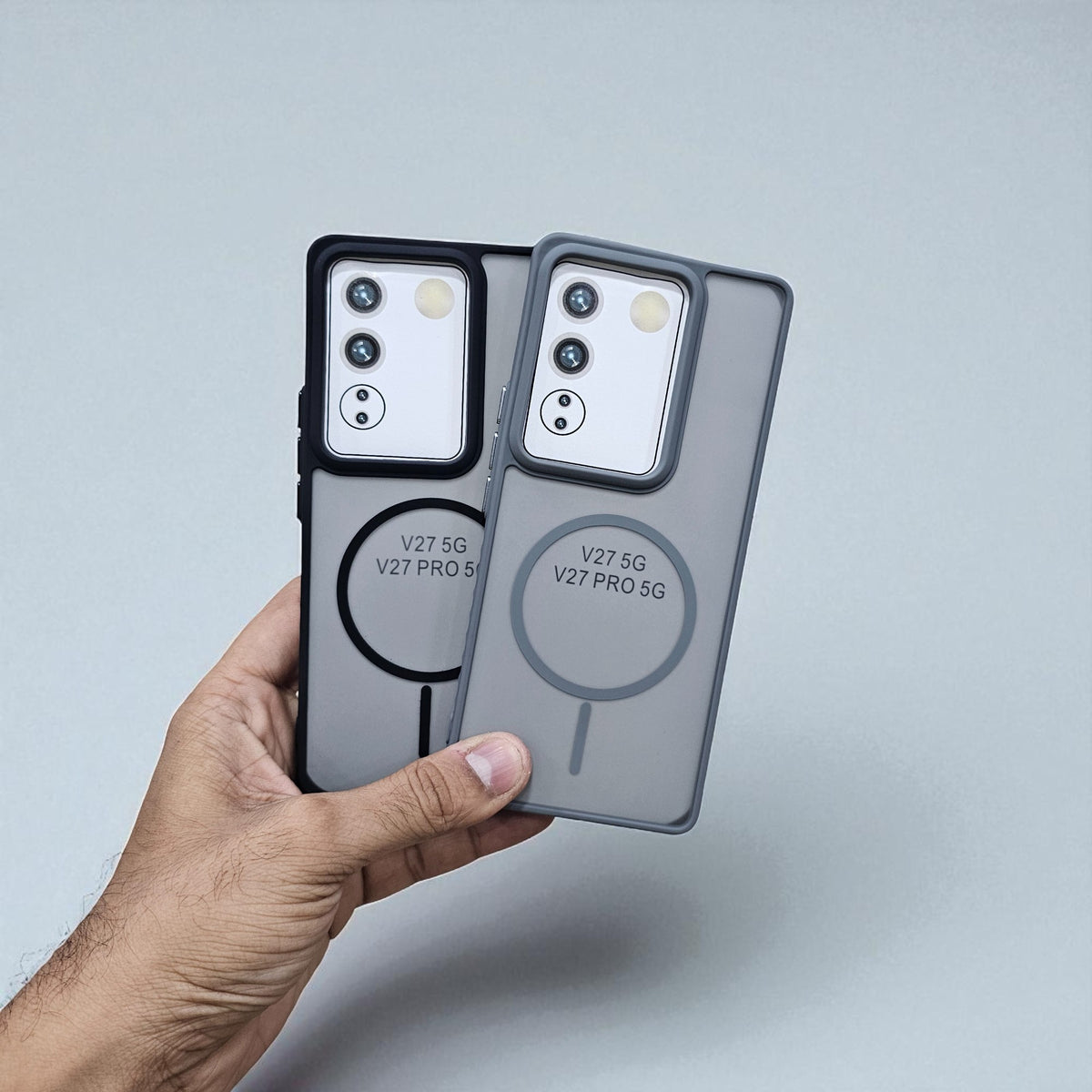 (Pack of 2) Vivo V27/V27 Pro 5g Magsafe Printed Metal Buttons Back Case Cover - Combo 1