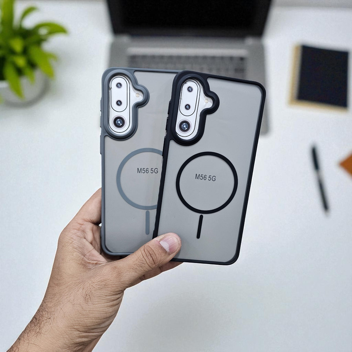 (Pack of 2) Samsung M56 5g Magsafe Printed Metal Buttons Back Case Cover - Combo 1