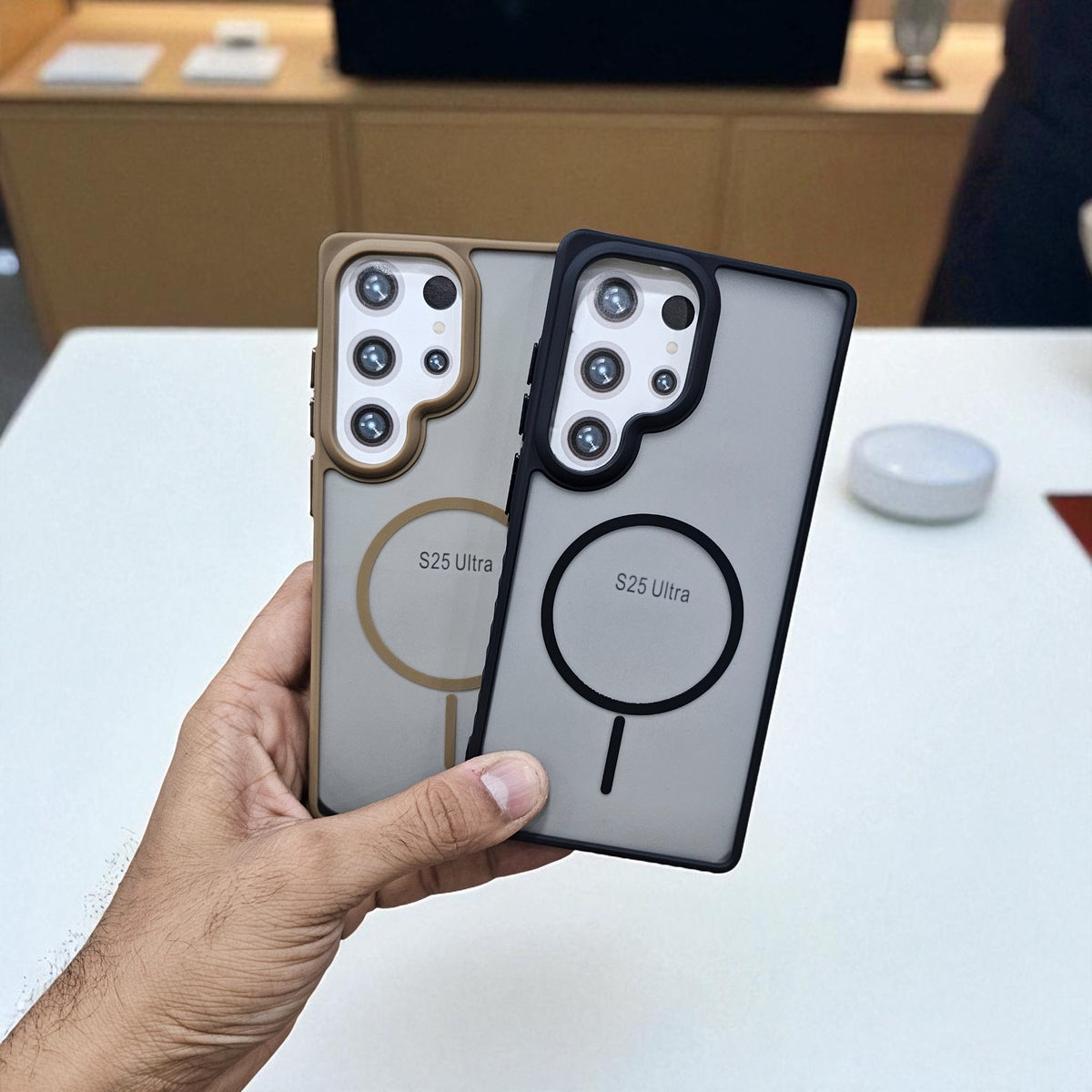 (Pack of 2) Samsung S25 Ultra 5g Magsafe Printed Metal Buttons Back Case Cover - Combo 2