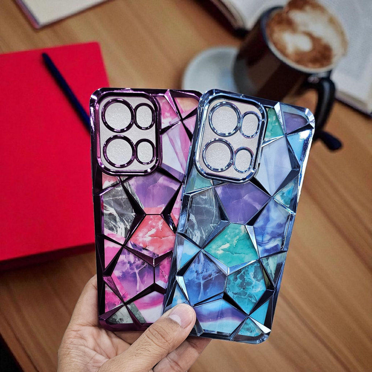 (Pack of 2) Oppo Reno 13 Pro Gradient Glitter Daimond Back Case Cover - Combo 2