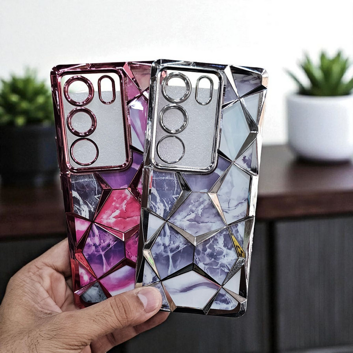 (Pack of 2) Vivo V29 / V29 Pro Gradient Glitter Daimond Back Case Cover - Combo 1