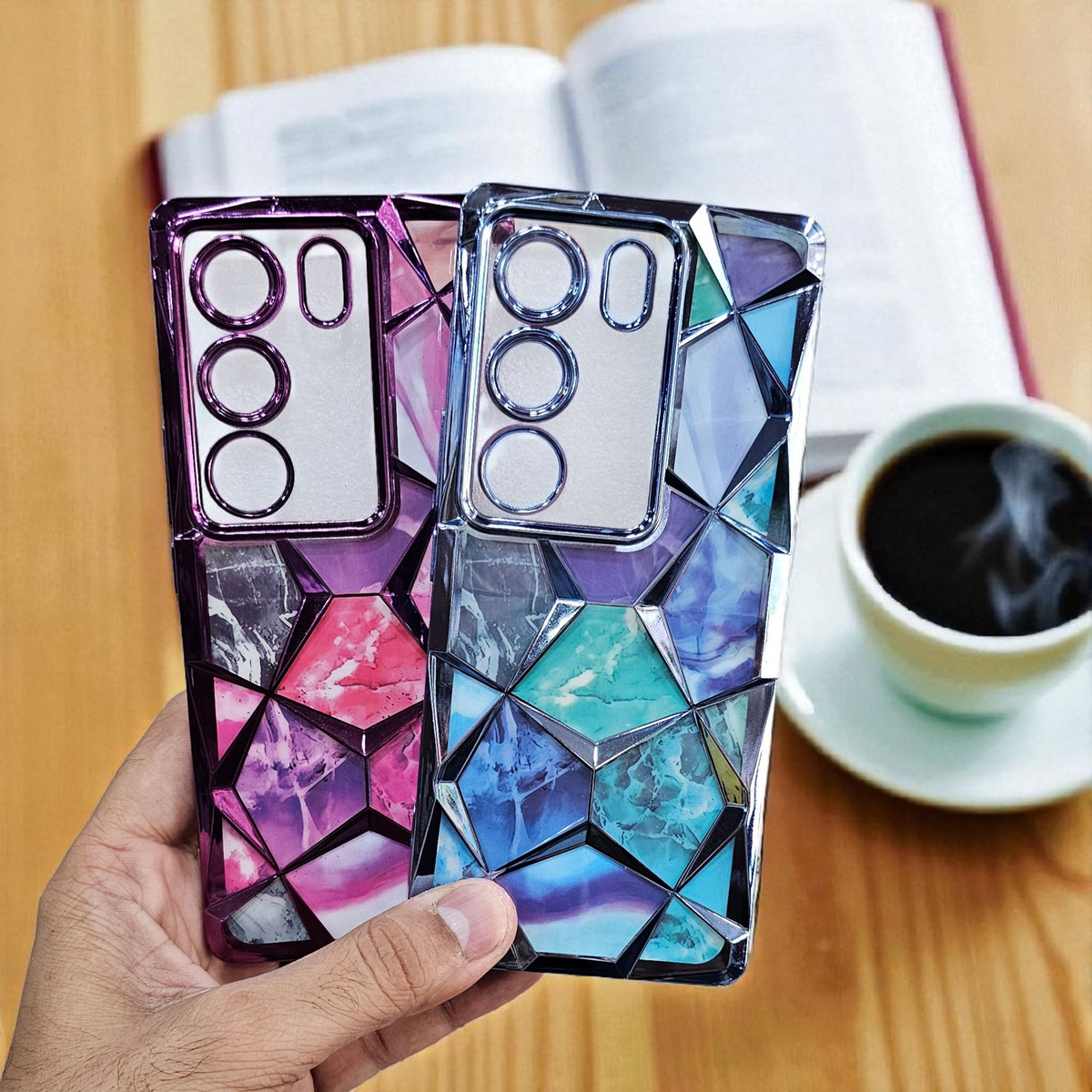 (Pack of 2) Vivo V29 / V29 Pro Gradient Glitter Daimond Back Case Cover - Combo 2