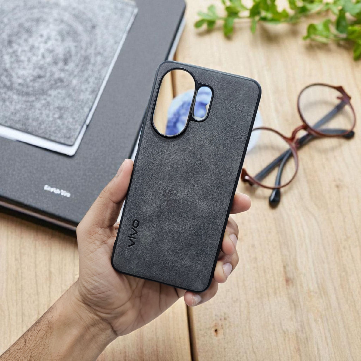 Vivo V60/V60e/T4 Pro 5g Premium Leather Back Case Cover - Grey