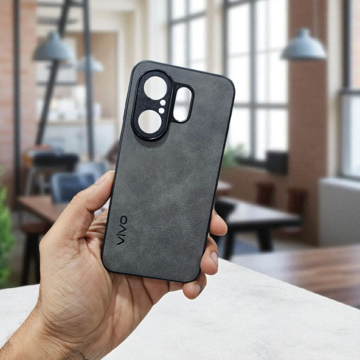 Vivo X200 Fe 5g Premium Leather Back Case Cover - Grey
