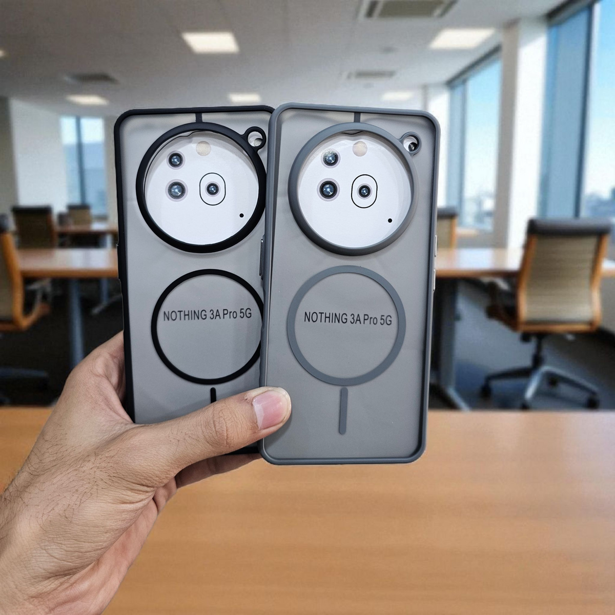 (Pack of 2) Nothing 3A Pro 5g Magsafe Printed Metal Buttons Back Case Cover - Combo 1