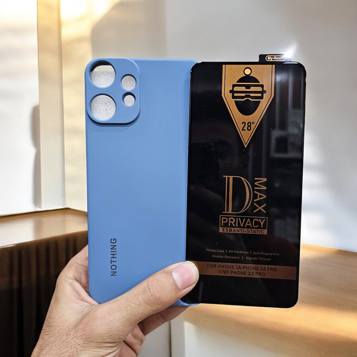(combo pack)Nothing Cmf Phone 2 Pro Soft Silicone Case + Privacy Tempered Glass - Blue1