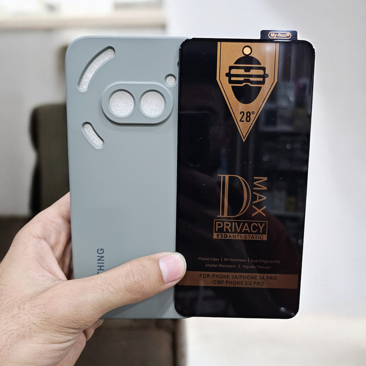 (combo pack)Nothing Phone 2A Soft Silicone Case + Privacy Tempered Glass - Grey