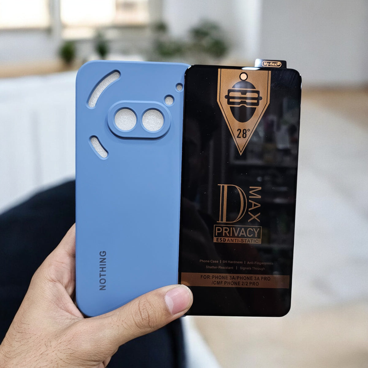 (combo pack)Nothing Phone 2A Soft Silicone Case + Privacy Tempered Glass - Blue2