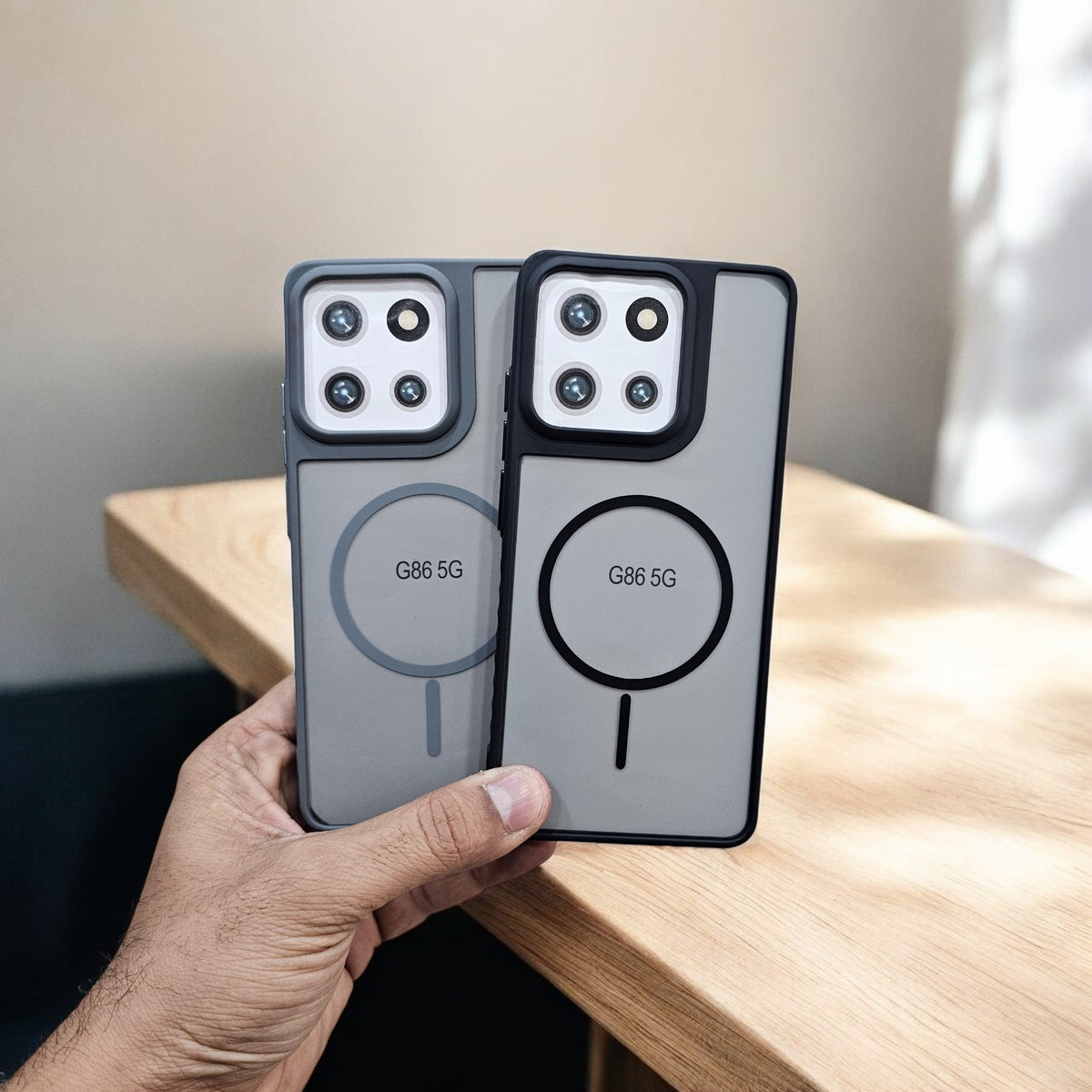 (Pack of 2) Motorola Moto G86 Power 5G Magsafe Printed Metal Buttons Back Case Cover - Combo 1