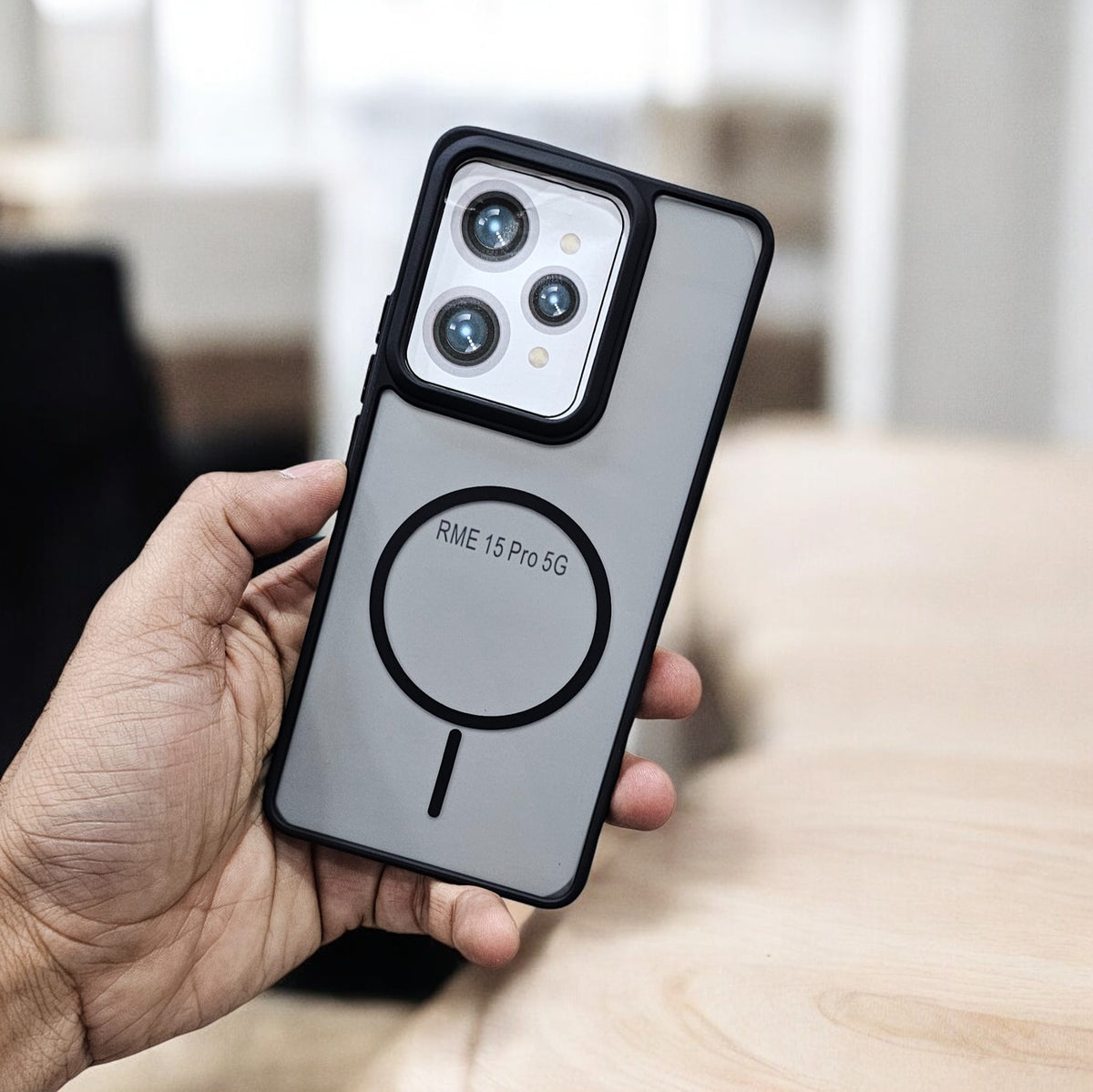Realme 15 Pro 5G Magsafe Printed Metal Buttons Back Case Cover - Black