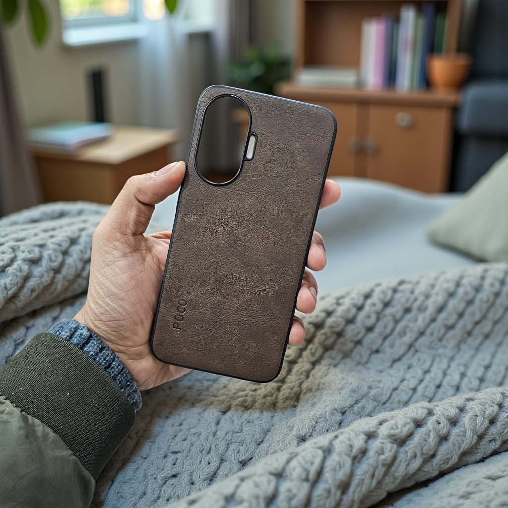 Poco F7 5g Premium Leather Back Case Cover - Brown