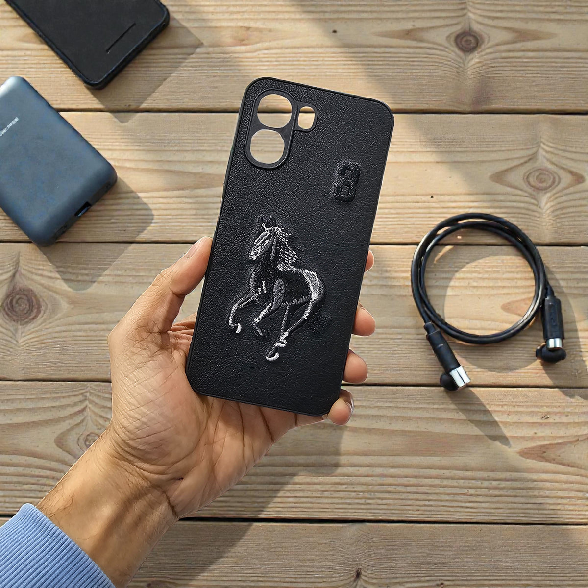 Oppo A6X 5g Premium Polo Santa Barbara Leather Back Case Cover - Black