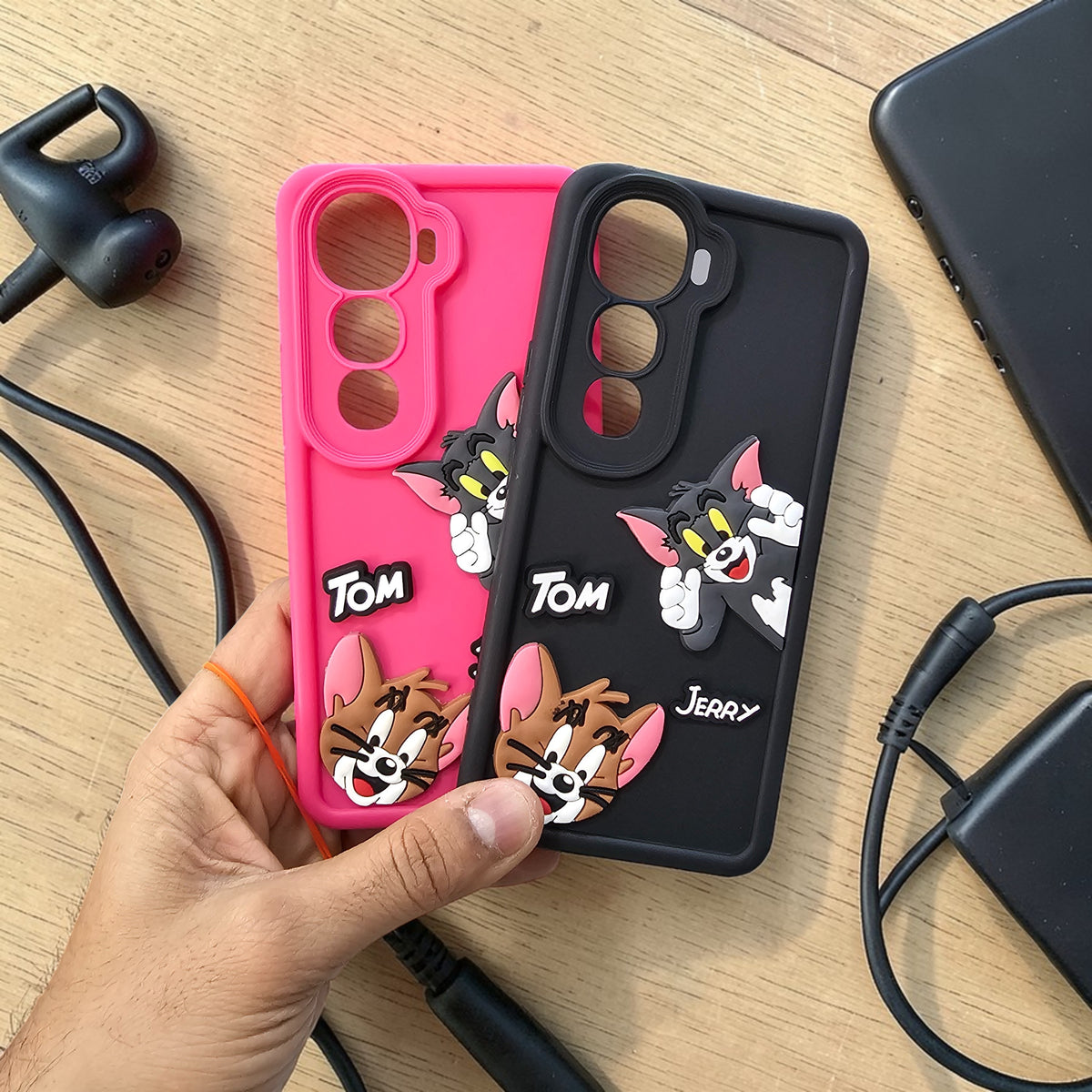 (Pack of 2)Vivo Y400 Pro 5G Soft Silicone tom & jerry Back Cover Case - Combo 2