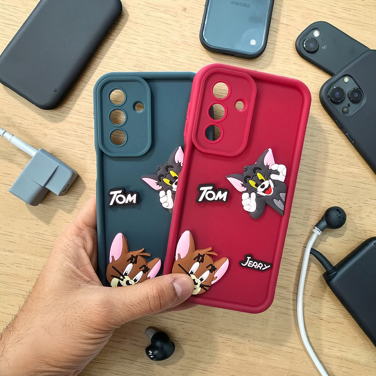 (Pack of 2)Samsung A17 5G Soft Silicone tom & jerry Back Cover Case - Combo 2