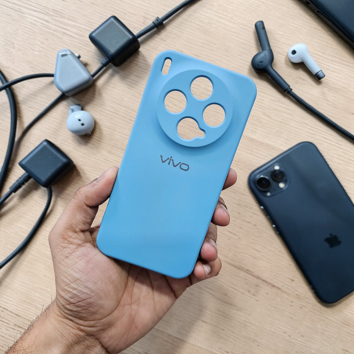 Vivo X300 5g Premium Soft Silicone Back Case Cover - Sky Blue