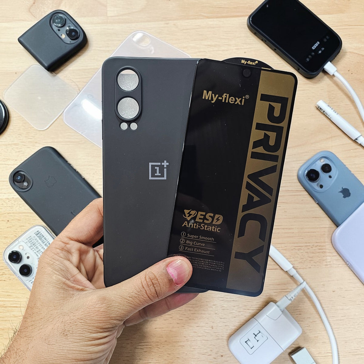 (combo pack)OnePlus Nord Ce 4 Lite Soft Silicone Case + Anti-Spy Privacy Tempered Glass - Black