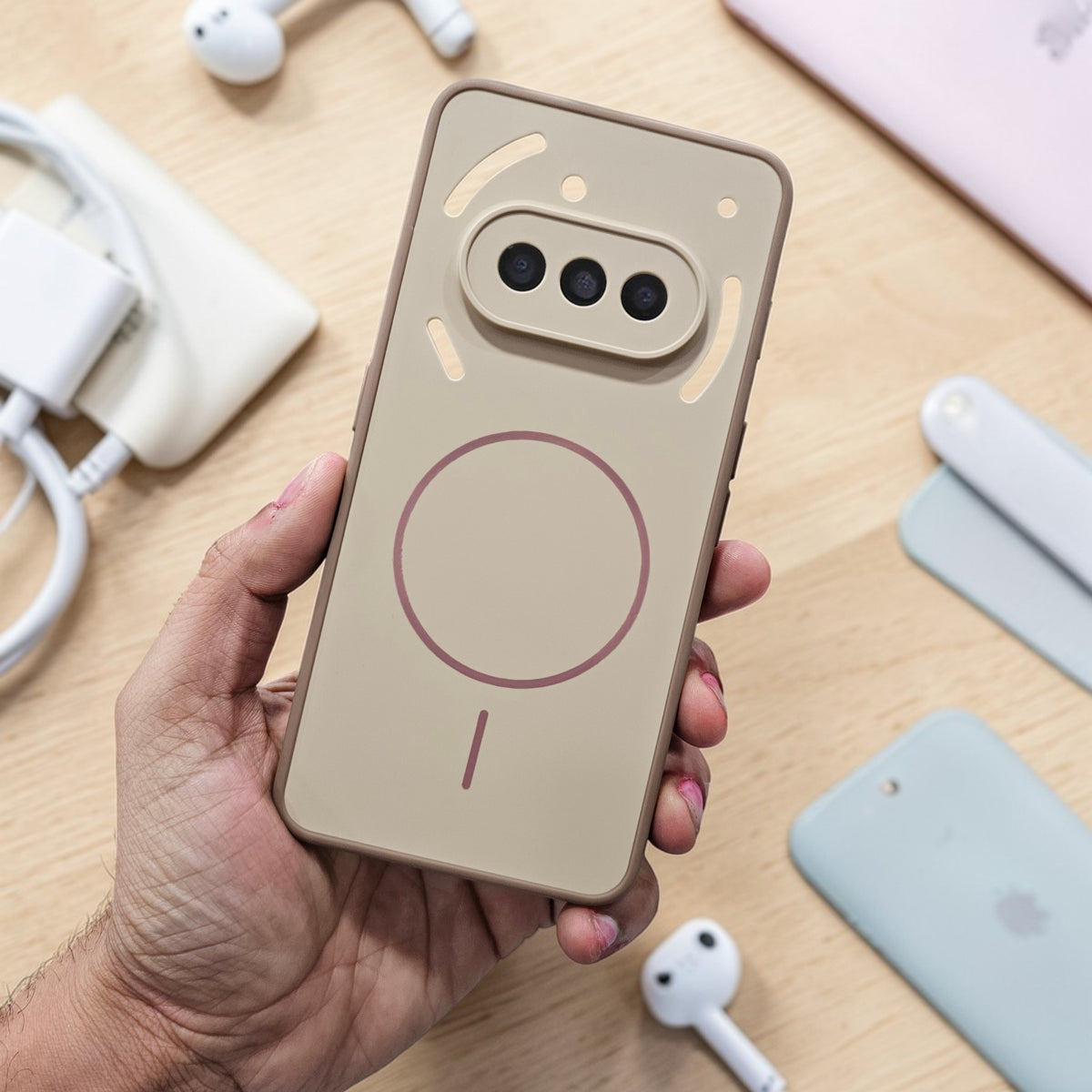 Nothing Phone 3A 5g Premium Magsafe Printed Candy Color Back Case - Brown