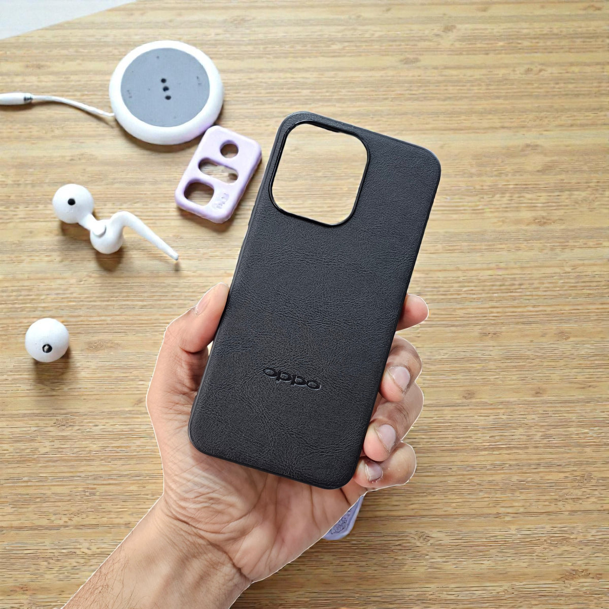 Oppo Reno 15 5g Premium Leather Back Case Cover - Black
