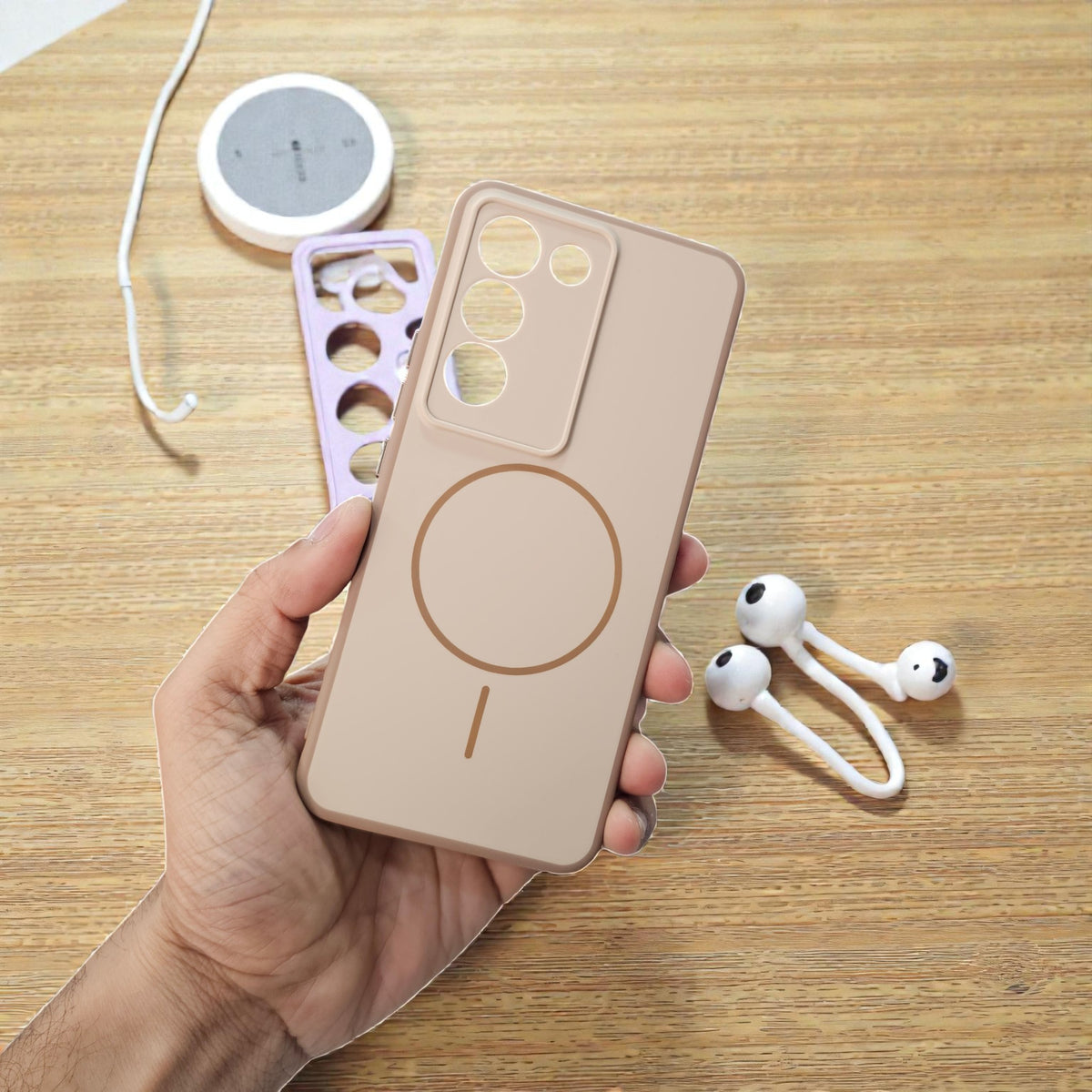 Vivo T3/Y200E 5g Premium Magsafe Printed Candy Color Back Case - Brown
