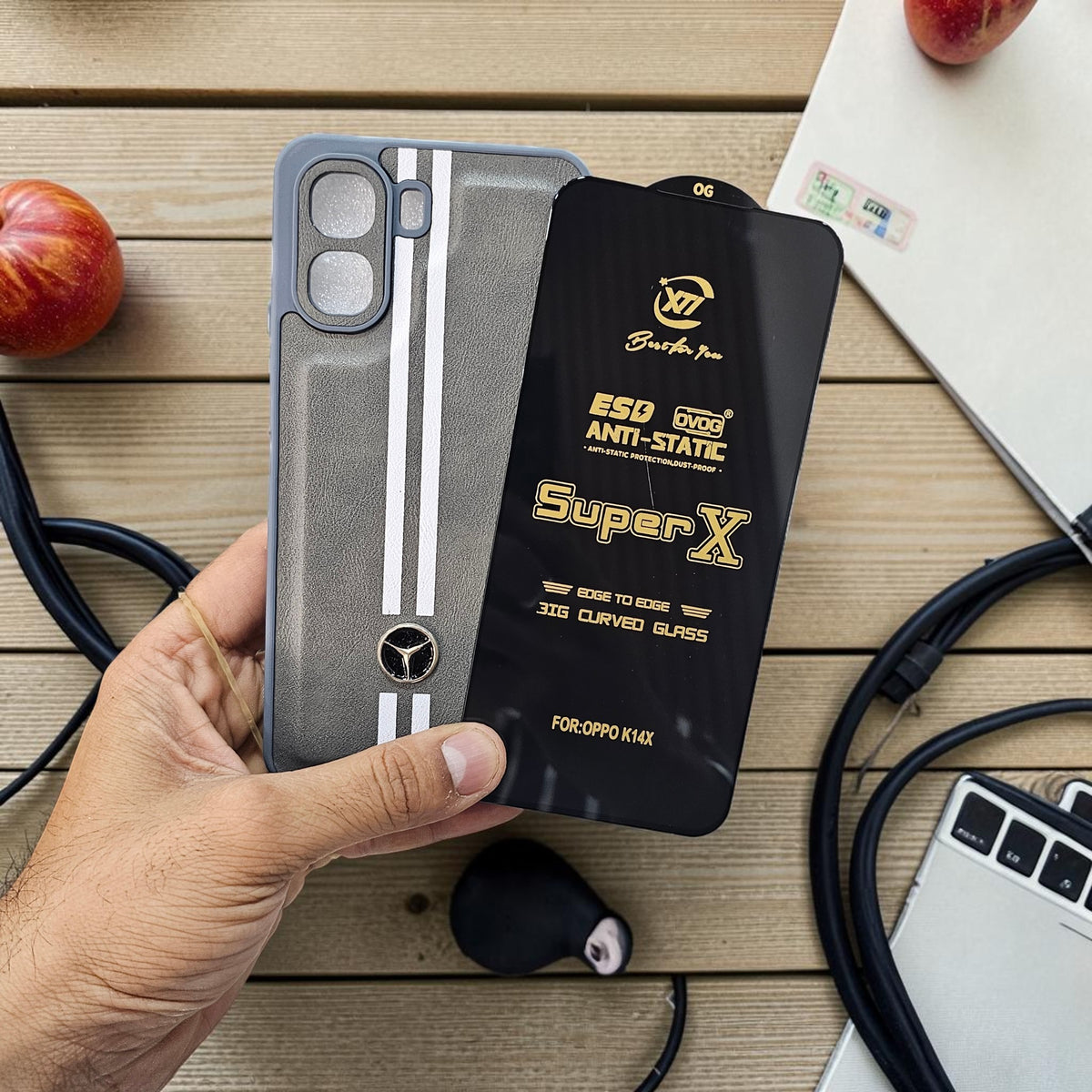 (Free Tempered)Oppo K14X/A6X 5g Premium Car Logo Leather Back Case Pouch - pattern 4