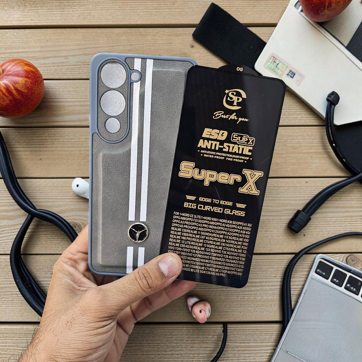 (Free Tempered)Vivo Y19e/Y29S 5g Premium Car Logo Leather Back Case Pouch - pattern 4