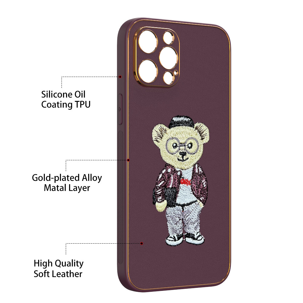 Apple iPhone 12 Pro Max Premium Embroidery Leather case - Pattern 12