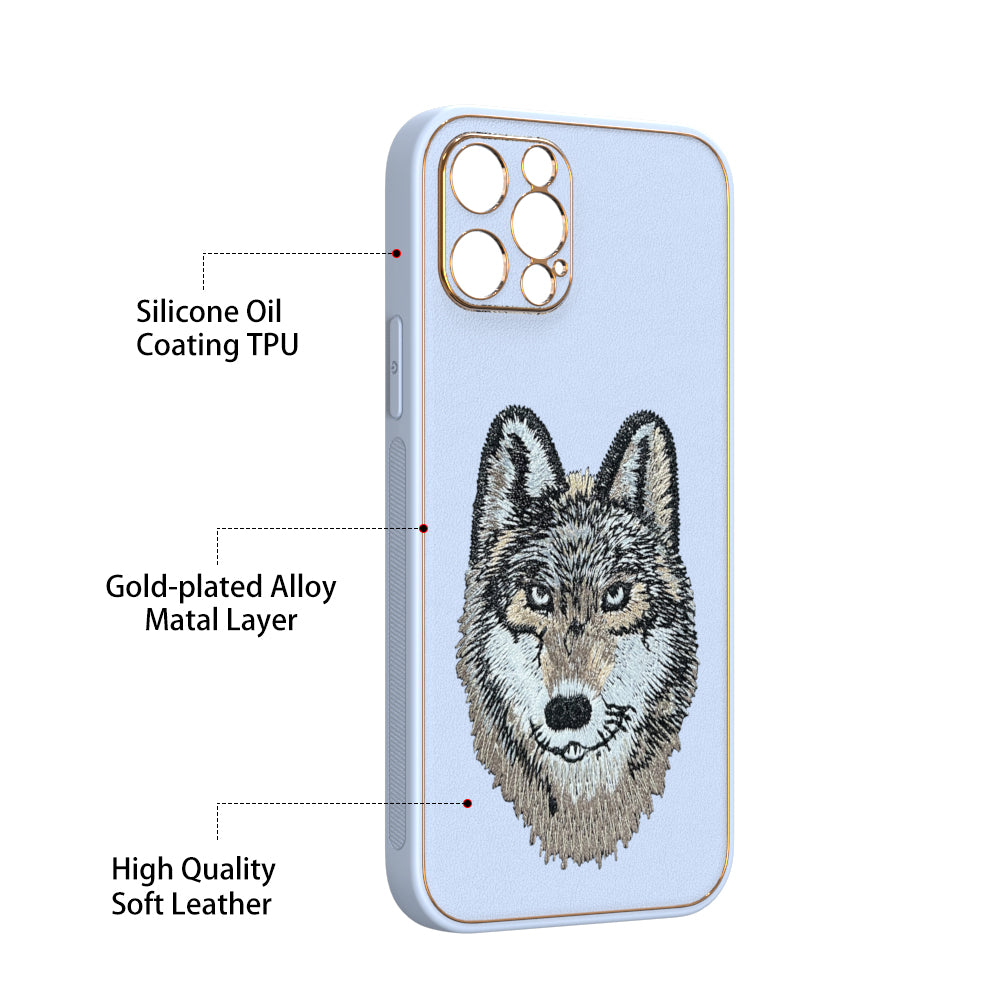 Apple iPhone 12 Pro Premium Embroidery Leather case - Pattern 3