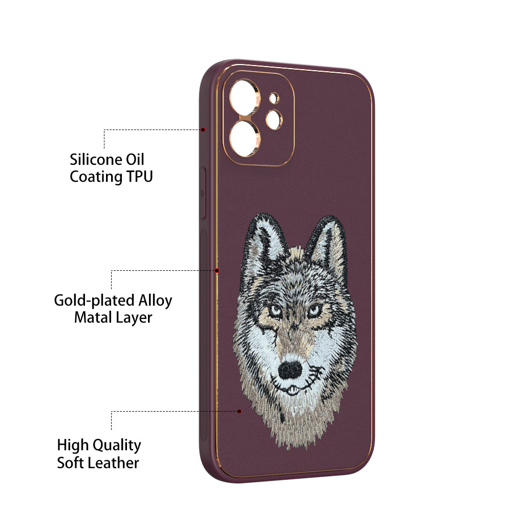 Apple iPhone 12 Premium Embroidery Leather case - Pattern 2