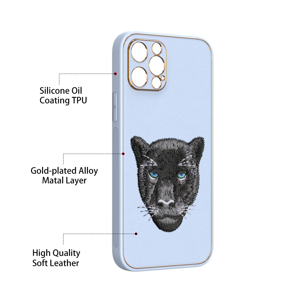 Apple iPhone 12 Pro Premium Embroidery Leather case - Pattern 1