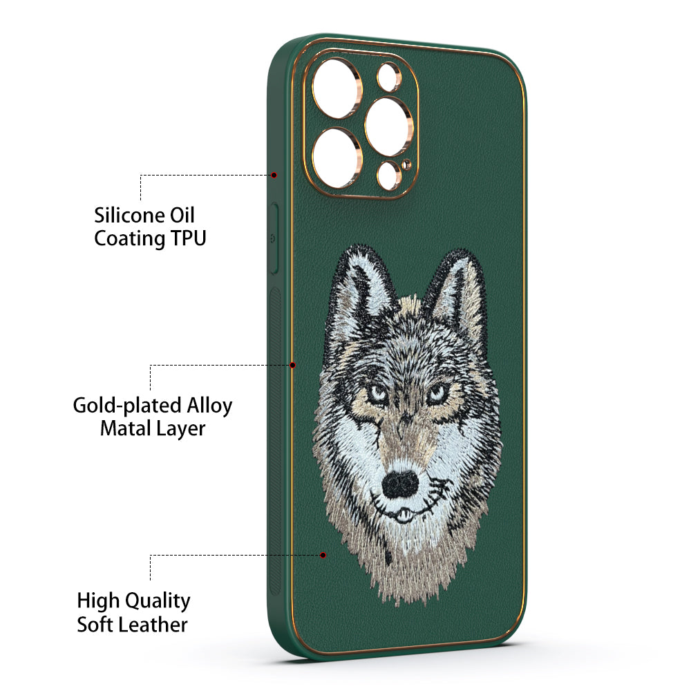 Apple iPhone 13 Pro Max Premium Embroidery Leather case - Pattern 12